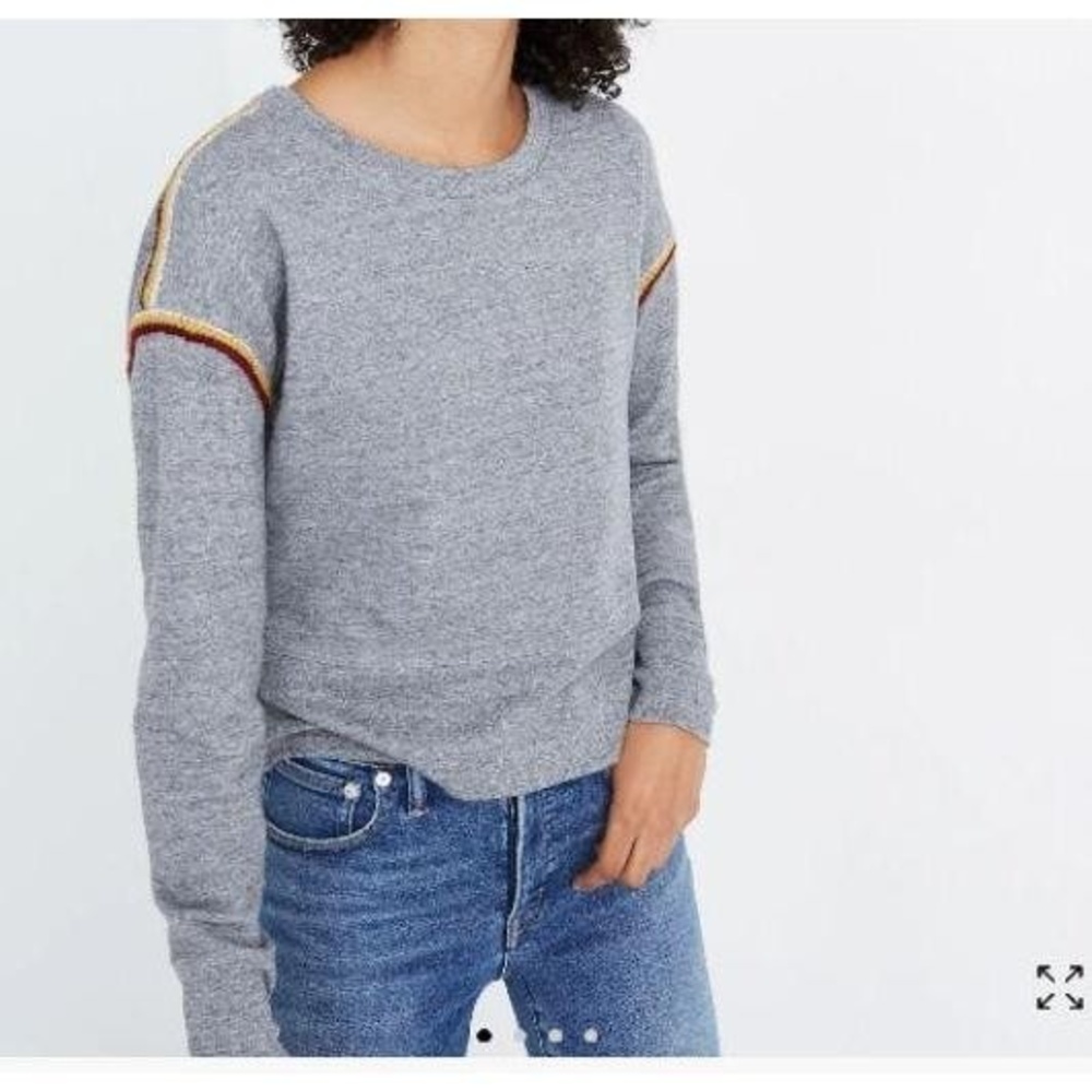 Miles by Madewell Embroidered Trim Crop Sweatshirt Gray Large L AG273‎ - Picture 8 of 14